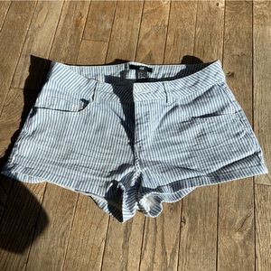 blue and white striped shorts